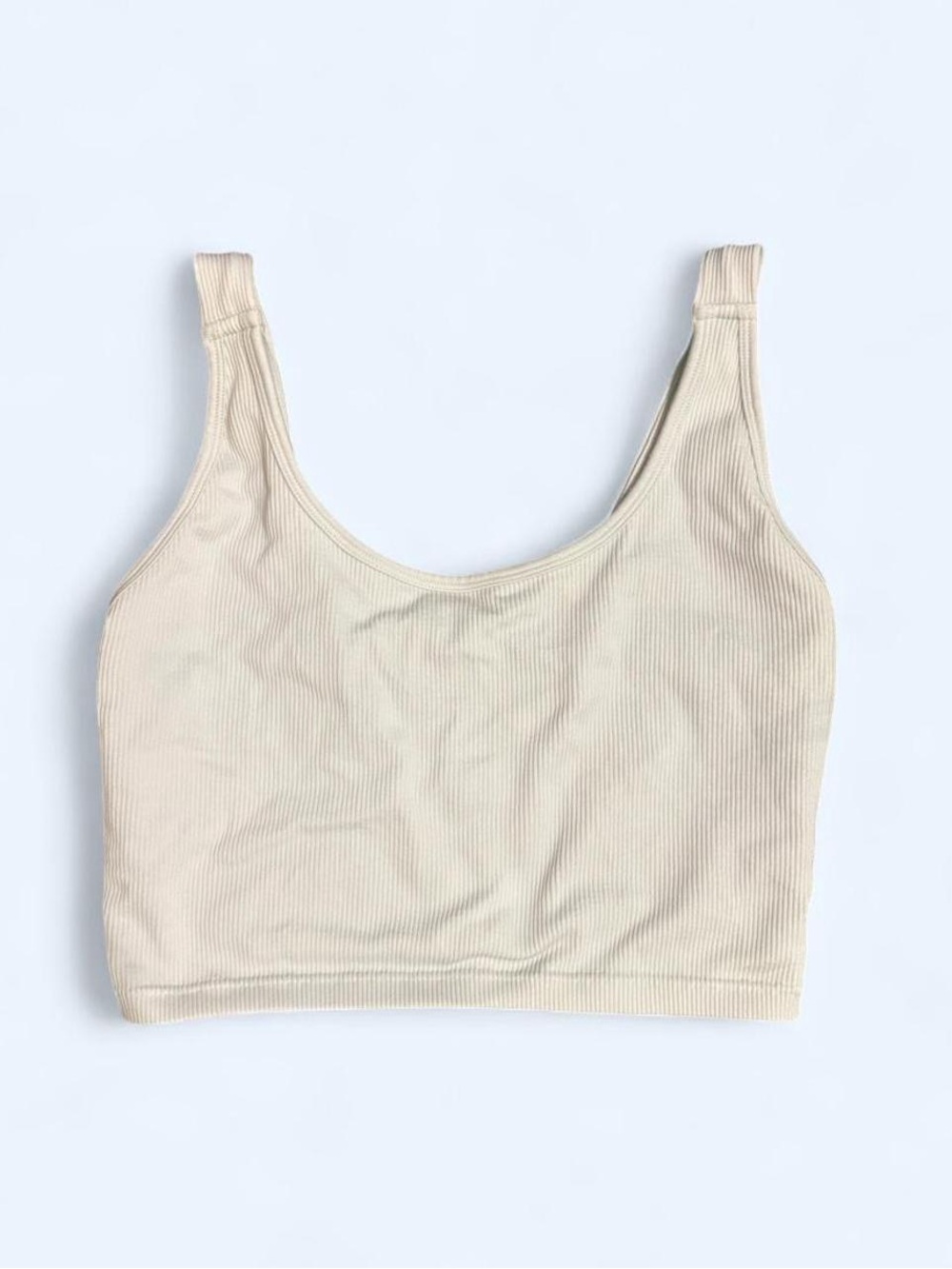 Lululemon White Ribbed Full Length Sports Bra